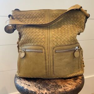 Vintage Falor Leather Mustard Woven Shoulder Bag